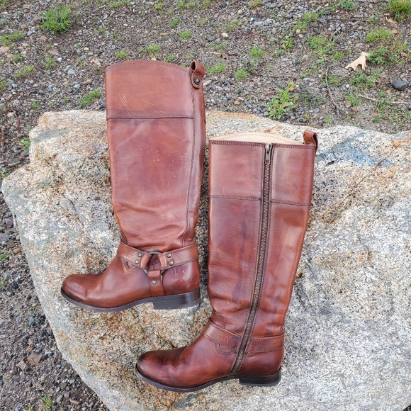 Frye Shoes Frye 76927 Melissa Brown Leather Knee High Harness Boots